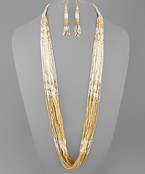  Multi Bead Row Long Necklace