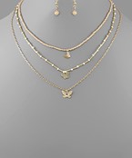  Butterfly Charm Bead Layer Necklace