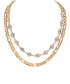  Crystal & Figaro Chain Necklace