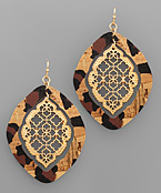  Leopard Cork & Filigree Earrings