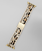  Leopard Leather & Bead Smartwatch Band