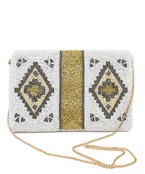  Rhombus Pattern Beaded Clutch