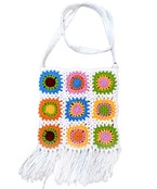  Flower & Tassel Crochet Bag