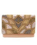  Gold Pattern Beaded Clutch