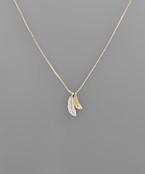  Cubic Zirconia Feather Necklace