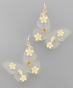  Flower Lucite Butterfly Earrings