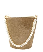  Pearl Shoulder Chain Rhinestone Bucket Bag