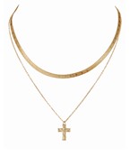  Snake Chain & Cross Pendant Layered Necklace