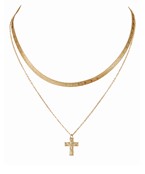  Snake Chain & Cross Pendant Layered Necklace