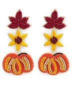  Leaf & Pumpkin Beaded Earrings