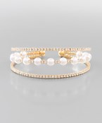  Pearl Stationed 3 Crystal Row Cuff