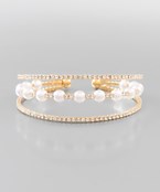  Pearl Stationed 3 Crystal Row Cuff