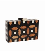  Abstract Floral Pattern Wooden Clutch