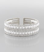  Pearl & Crystal 6 Row Cuff