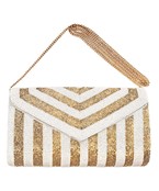  Stripe Beaded Clutch Bag