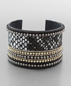  Snake Skin & Bead Row Cuff