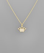  Crystal Crown Pendant Necklace