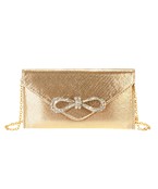  Rhinestone Bow Accent Clutch