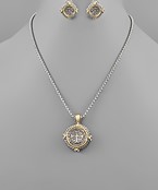  Cross Coin & Chain Necklace Set