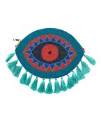  Tassel Trim Evil Eye Beaded Clutch