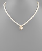  Pearl & Pear Pendant Necklace
