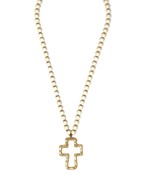  Cross Pendant Wood Bead Necklace