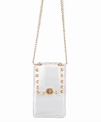  Metal Studded Clear Cellphone Crossbody