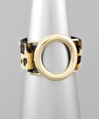  Circle & Animal Print Leather Bracelet