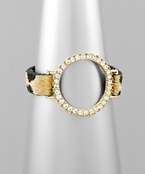  Crystal Circle & Animal Print Leather Bracelet
