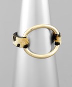  Oval & Animal Print Leather Bracelet