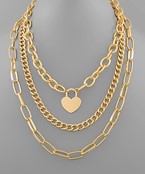  Multi Layered Heart Lock Necklace