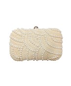  Scallop Pattern Beaded Hard Clutch