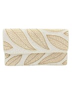  Neutral Leaf Beaded Clutch
