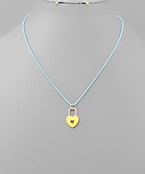  Epoxy Heart Lock Necklace