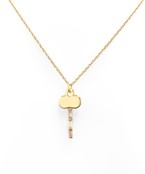  CZ Baguette Key Pendant Necklace