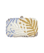  Leaf Pattern Raffia Hard Case Clutch