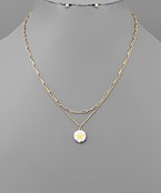  Flower Charm 2 Layer Necklace