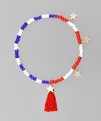  Star & USA Flag Bead Bracelet