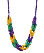  Mardi Gras Multi Bead Row Link Necklace