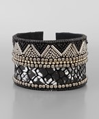  Animal Print & Triangle Bead Cuff