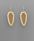  Pearl Trim Filigree Arrow Head Earrings