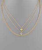 Heart & CZ Pendant Set Necklace