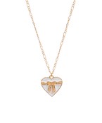  Heart & Ribbon Enamel Necklace