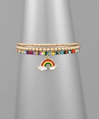  Rainbow Charm & CCB Ball Bracelet