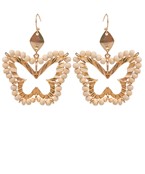 Wood Beaded Butterfly Earrings