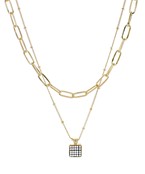  Pave Crystal Square Pendant Necklace
