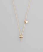  Cross & Crystal Charm Necklace