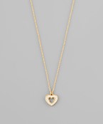  Paved Crystal Heart Charm Necklace