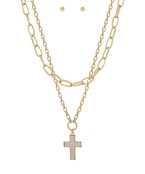  2 Layer Metallic Cross Pendant Necklace