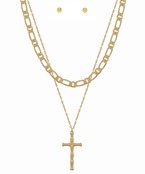  2 Layer Cross Pendant Necklace